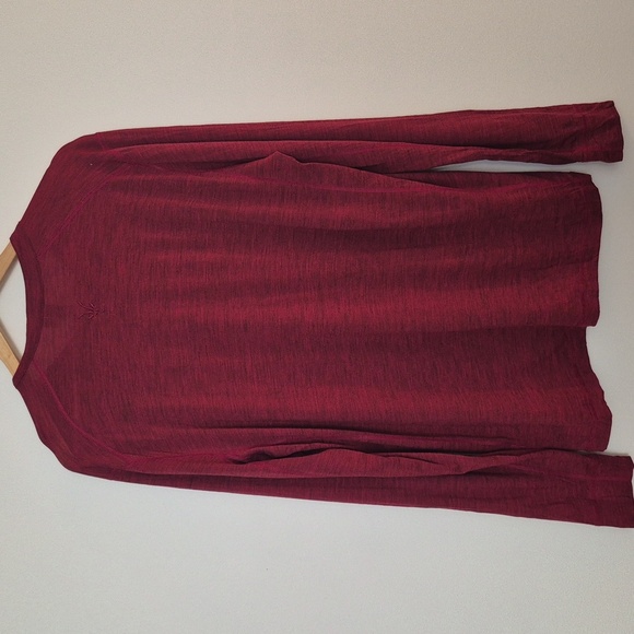 Ibex 100% Zque Wool Henley Long Sleeve Base Layer Red Burgundy Size Large - Picture 2 of 5